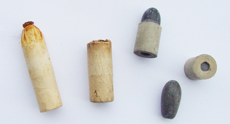 Patrone M/55, Platzpatrone, Geschosse und Treibspiegel 