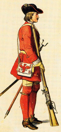 Kurbrandenburgischer Musketier mit Radschloßmuskete.